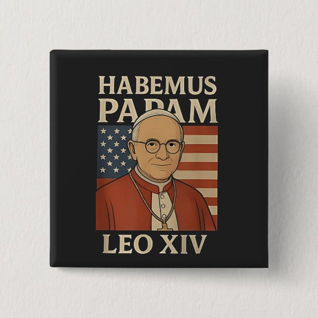 Chapa Cuadrada Papel Habemus Papa León XIV Iglesia Cristiana (Anverso)