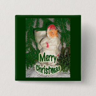 Chapa Cuadrada Papier Mache White Coated Santa Holiday Items
