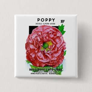 Chapa Cuadrada Paquetes de Semillas Vintage con amapola