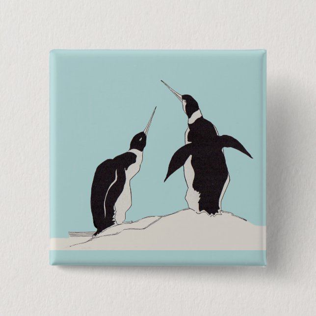 Chapa Cuadrada par de pingüinos (Anverso)