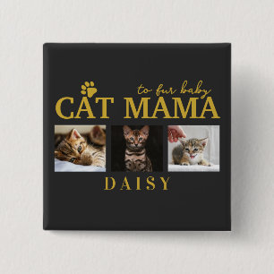 Chapa Cuadrada para bebé de pelo gato mama mascota personalizada 