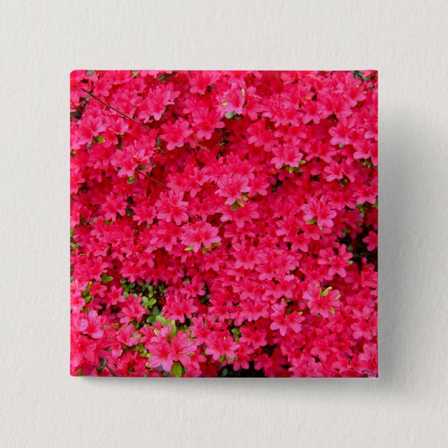 Chapa Cuadrada Parche de Flor de Azalea Roja (Anverso)
