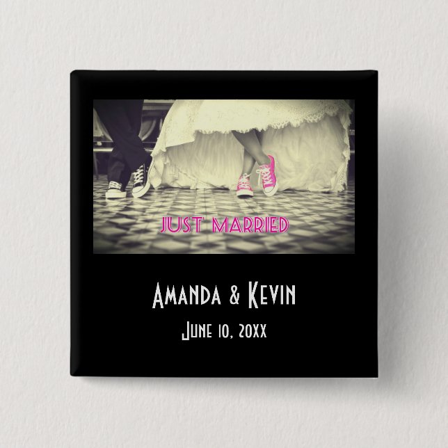 Chapa Cuadrada Pareja boda en un estilo retro 50 diner (Anverso)