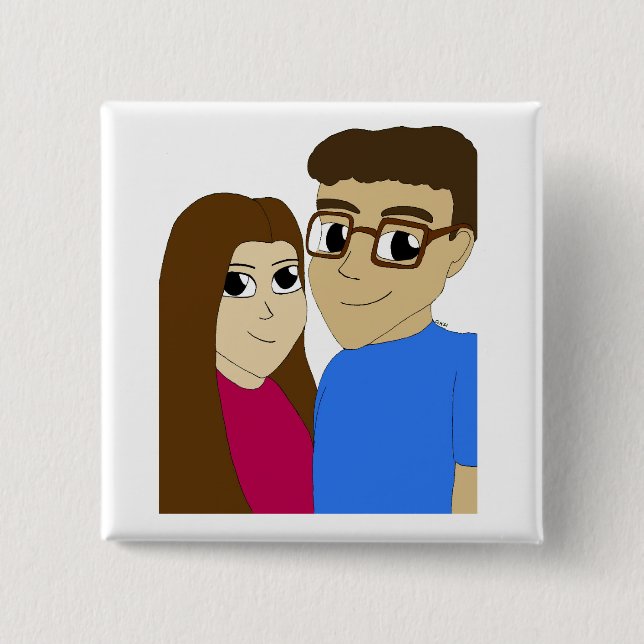 Chapa Cuadrada pareja Chibi (Anverso)