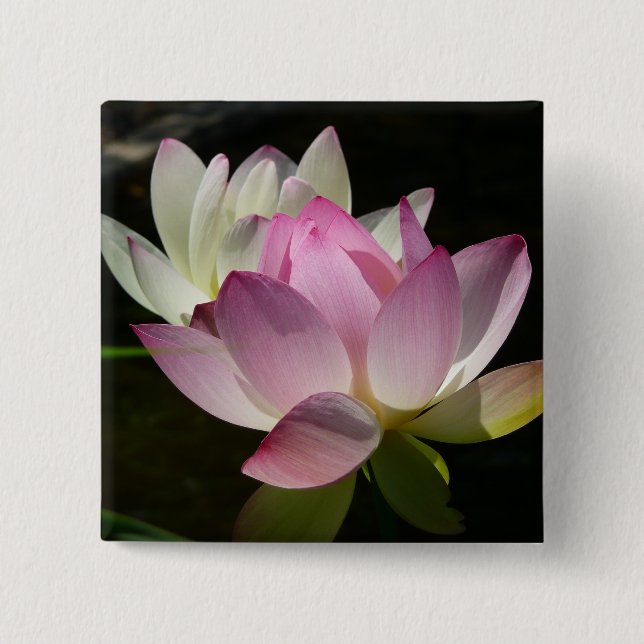 Chapa Cuadrada Pareja de flores de Lotus II (Anverso)