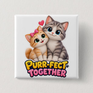 Chapa Cuadrada Pareja de Gatos Lindos Amor Divertido Perfectos Ju