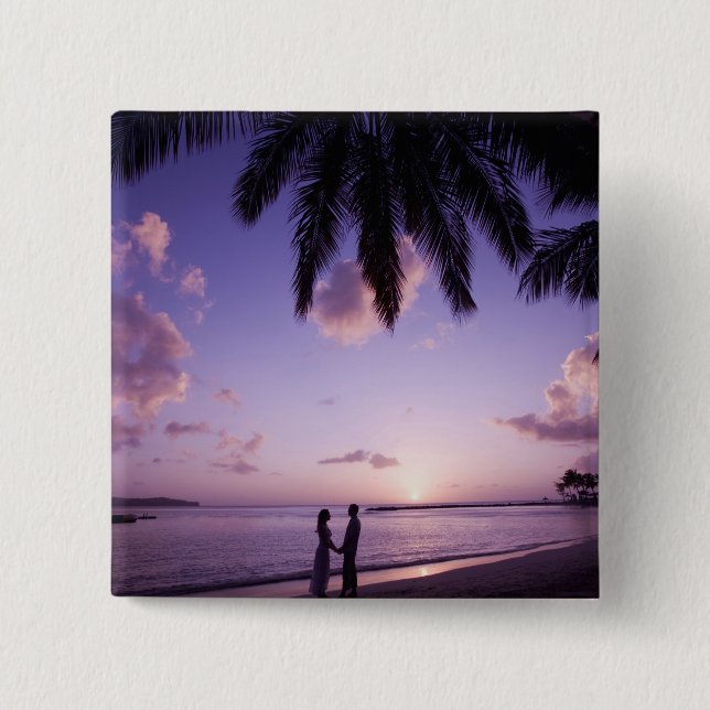 Chapa Cuadrada Pareja en la playa, Windjammer Landing, Santa Lucí (Anverso)