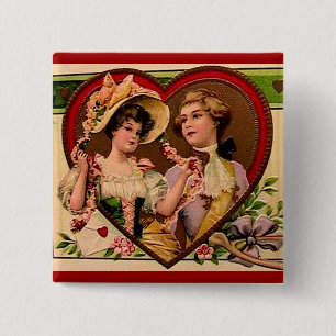 Chapa Cuadrada Pareja Victoriana de San Valentín