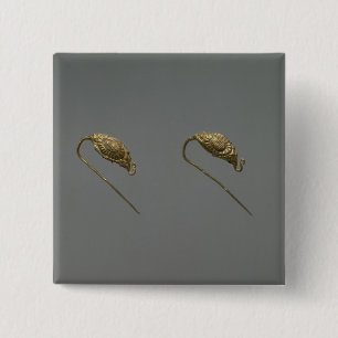 Chapa Cuadrada Pares de pendientes del oro, dinastía de Liao