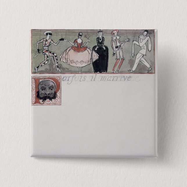 Chapa Cuadrada "Parfois IL m'arrive" (tinta y w/c en el papel) (Anverso)