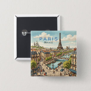 Chapa Cuadrada París Francia Viaje Arte Vintage