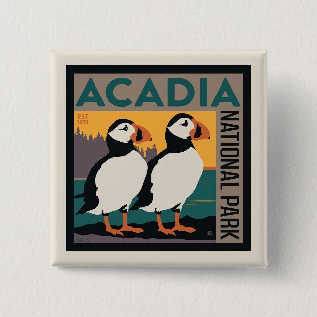 Chapa Cuadrada Parque nacional Acadia, Maine | Puffins (Anverso)