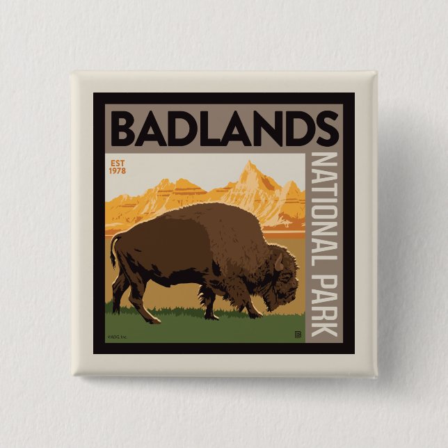 Chapa Cuadrada Parque nacional Badlands | Búfalo (Anverso)