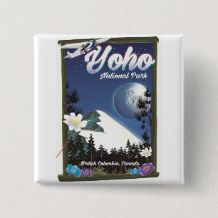 Chapa Cuadrada Parque Nacional Yoho Canadá Póster de viaje vintag