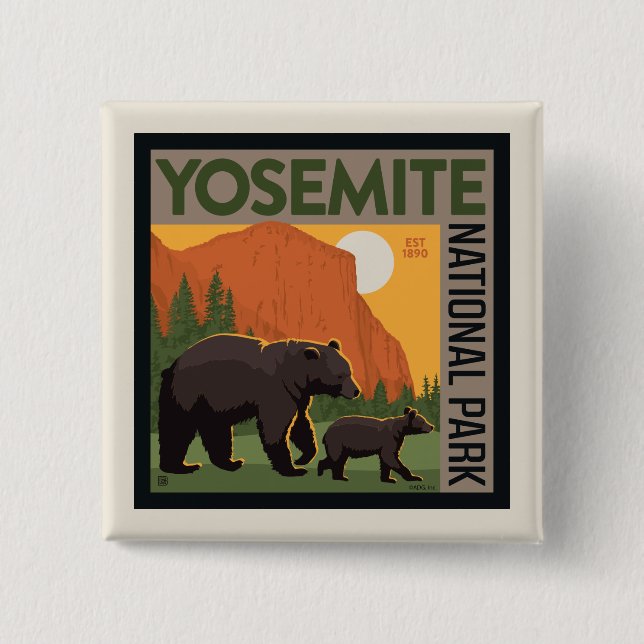 Chapa Cuadrada Parque nacional Yosemite | Familia Oso (Anverso)