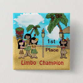 Chapa Cuadrada Partido de Cumpleaños Limbo Luau - Campeón Limbo