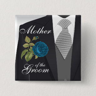 Chapa Cuadrada Partido de la novia del Boda de Groom - Verde azul