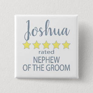 Chapa Cuadrada Partido de la novia y la boda: 5 estrellas sobrino
