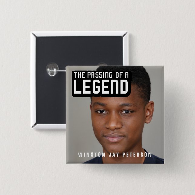 Chapa Cuadrada Paso funeral de una leyenda texto moderno mono (Anverso y reverso)