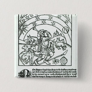 Chapa Cuadrada Pastor debajo de Sun, de la luna y de las