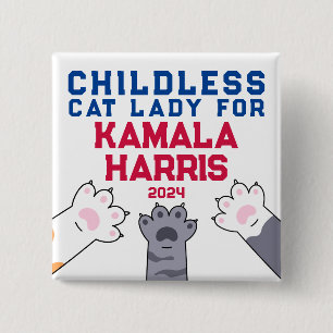 Chapa Cuadrada Patas para gatos sin hijos de Lady Kamala Harris 2