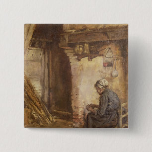 Chapa Cuadrada Patatas de la peladura de la mujer mayor