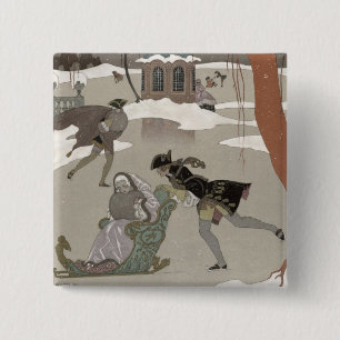 Chapa Cuadrada Patinaje de hielo en el lago congelado,