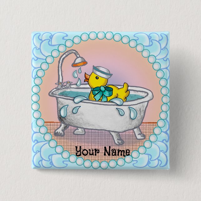 Chapa Cuadrada Pato de goma de baño  (Anverso)