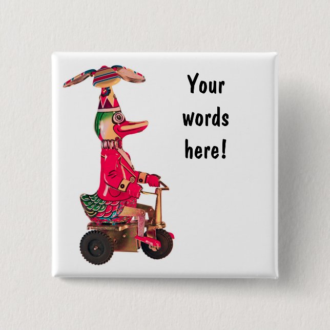 Chapa Cuadrada Pato en un Trike (Anverso)