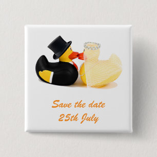 Chapa Cuadrada Patos bodas 2 ... Tarjeta de identificación