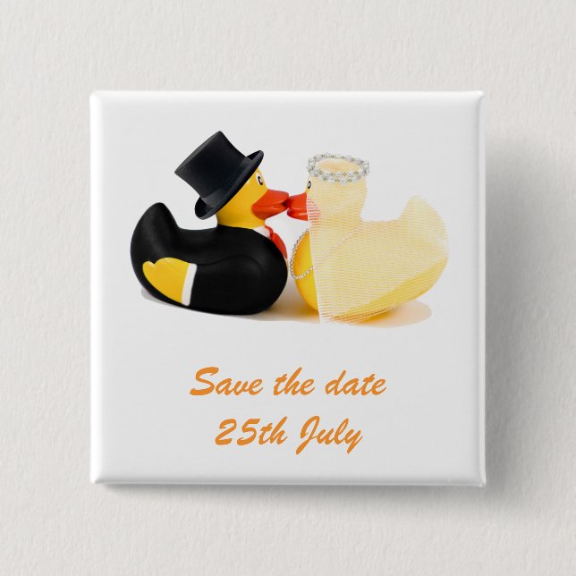 Chapa Cuadrada Patos bodas 2 ... Tarjeta de identificación (Anverso)
