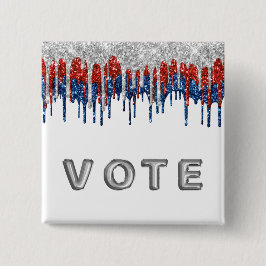 Chapa Cuadrada Patriotic Glitter Drip Border Vote