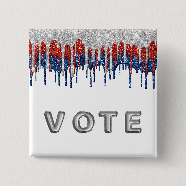 Chapa Cuadrada Patriotic Glitter Drip Border Vote (Anverso)