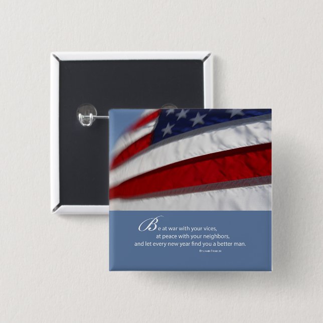 Chapa Cuadrada Patriótico, Bandera Americana (Anverso y reverso)