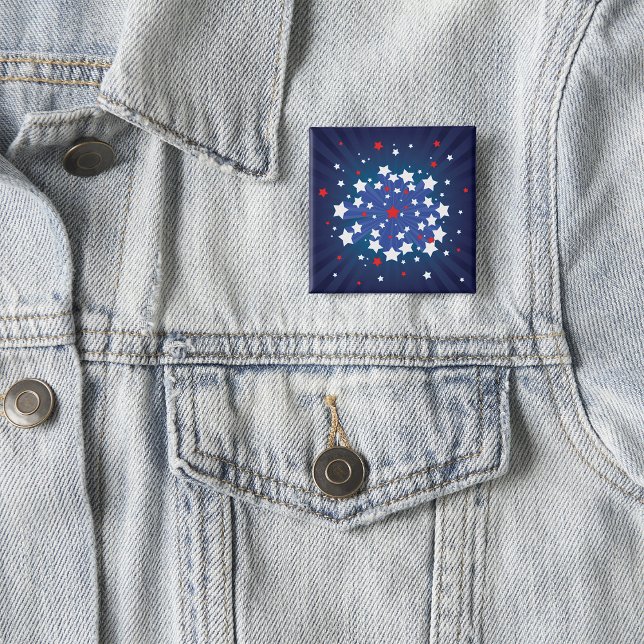 Chapa Cuadrada Patriótico Starburst Red White y Blue USA (Subido por el creador)