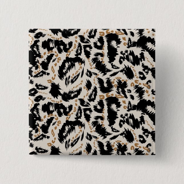 Chapa Cuadrada Patrón abstracto de leopardo africano bohemio (Anverso)