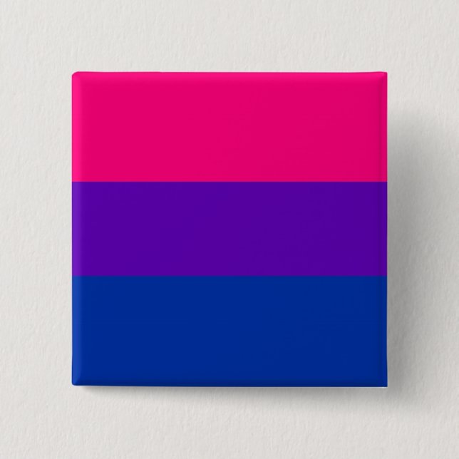 Chapa Cuadrada Patrón de bandera del orgullo bisexual que se repi (Anverso)