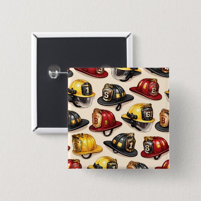 Chapa Cuadrada Patrón de casco de bombero de título estación de b (Anverso y reverso)