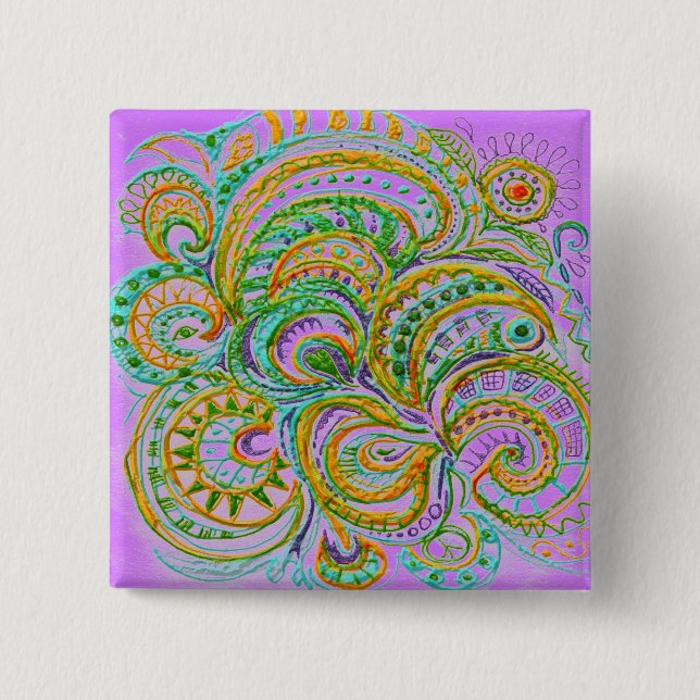 Chapa Cuadrada Patrón de fantasía de arte folclórico (Anverso)