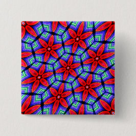 Chapa Cuadrada Patrón de flores de tejidos rojos