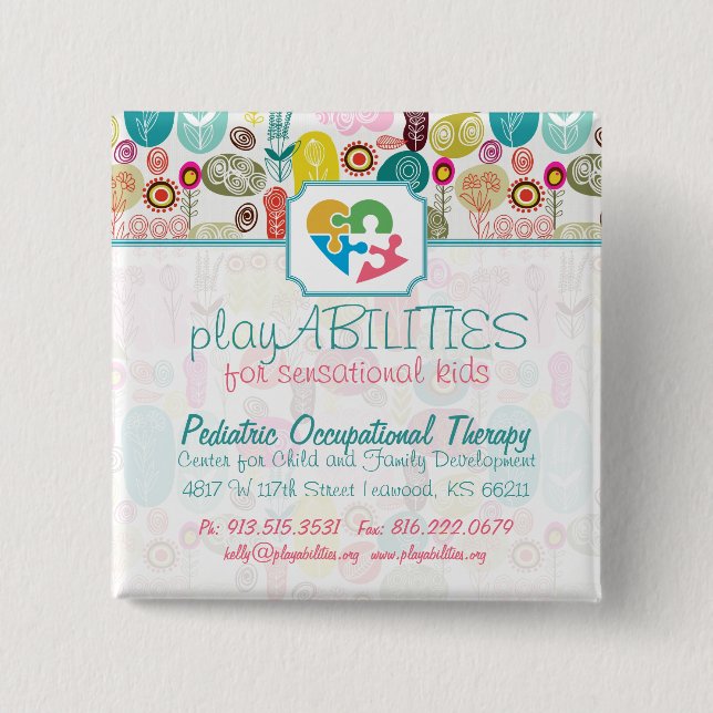 Chapa Cuadrada Patrón de flores retro dibujado a mano simple y co (Anverso)