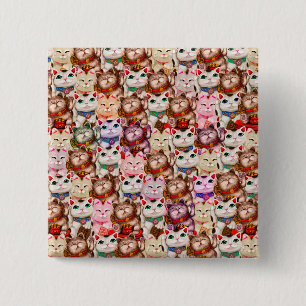 Chapa Cuadrada Patrón de gatos Maneki-neko