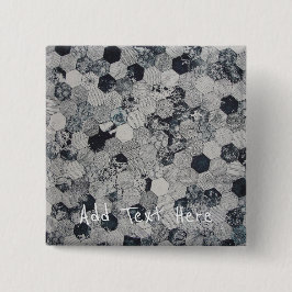 Chapa Cuadrada Patrón de hexágono geométrico, blanco y negro