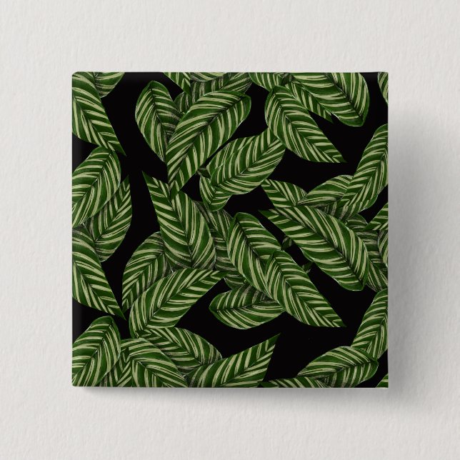 Chapa Cuadrada Patrón de hojas tropicales (Anverso)