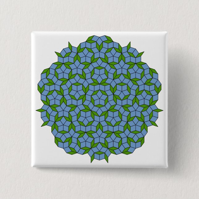 Chapa Cuadrada Patrón de hombus penrose verde y azul (Anverso)