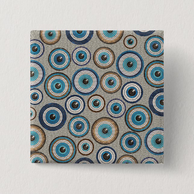 Chapa Cuadrada Patrón de mosaico de ojos malvados (Anverso)