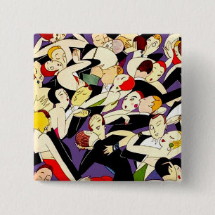 Chapa Cuadrada Patrón de parejas de baile Art Deco Era del Jazz