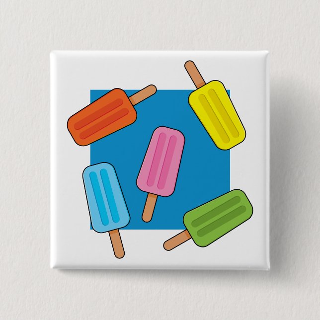 Chapa Cuadrada Patrón de Popsicles Coloridos (Anverso)