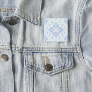Chapa Cuadrada Patrón de repetición floral geométrico azul pastel