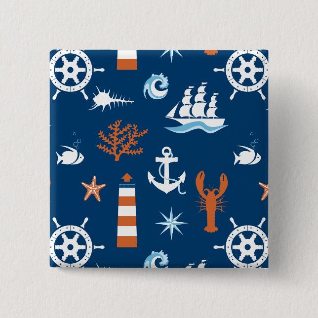 Chapa Cuadrada Patrón de tema del mar 1 (Anverso)